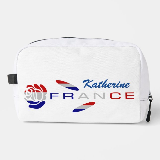 French Flag Rose Personalised  Dopp Kit (Front)