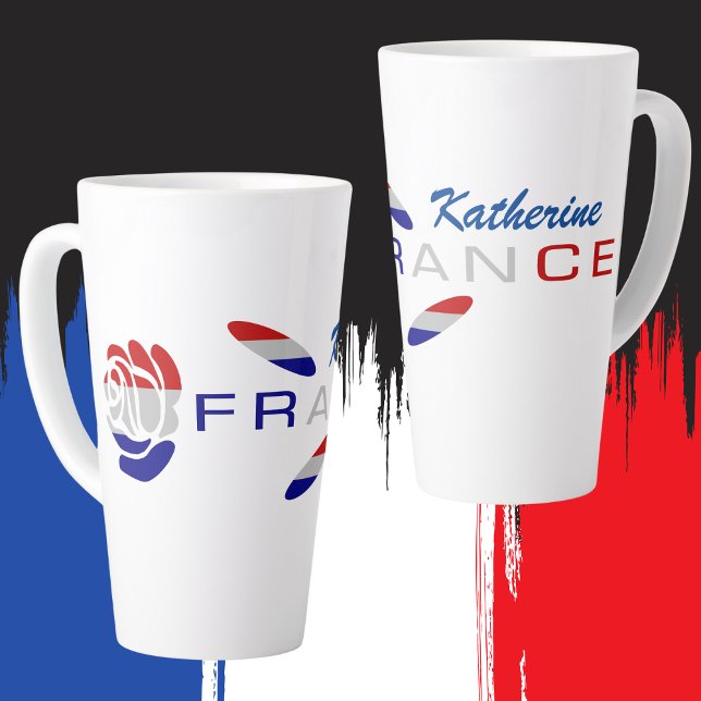 French Flag Rose Personalised Large  Latte Mug (Creator Uploaded)