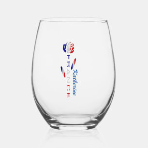 French Flag Rose Personalised  Stemless Wine Glass