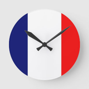 French Flag Round Clock