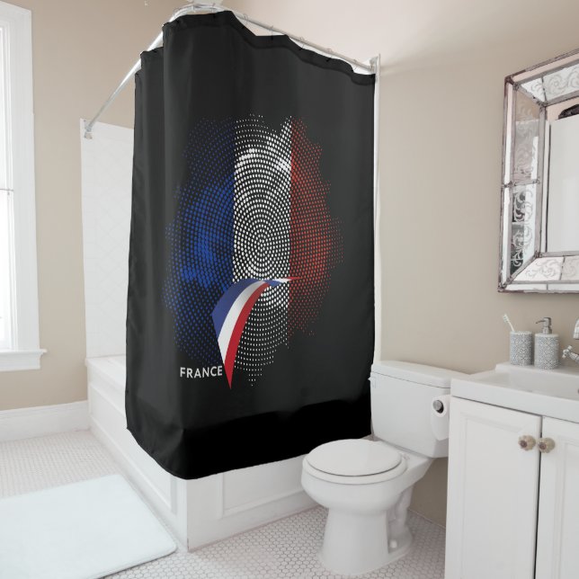 French flag shower curtain (In Situ)