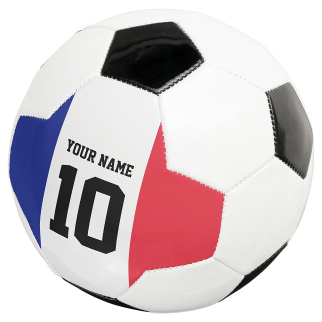 French flag soccer ball with custom jersey number (Three Quarter)