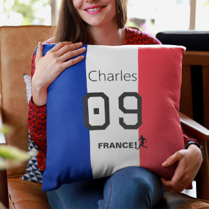French Flag Soccer Fan Personalised Team Support  Cushion