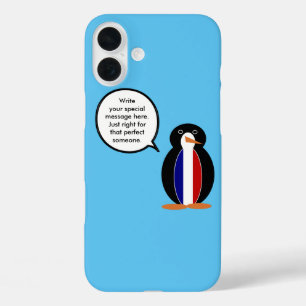 French Flag Talking Ms. Penguin iPhone 16 Plus Case