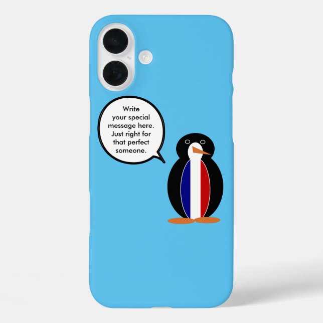 French Flag Talking Ms. Penguin Case-Mate iPhone Case (Back)