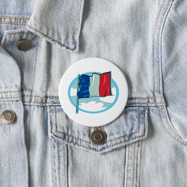 French Flag Tricolour Blue White Red France 7.5 Cm Round Badge (Creator Uploaded)