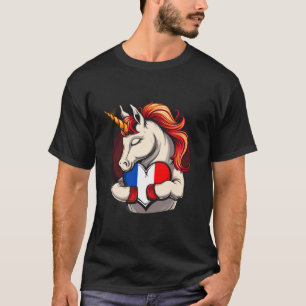 French Flag Unicorn French Roots French Pride Fran T-Shirt