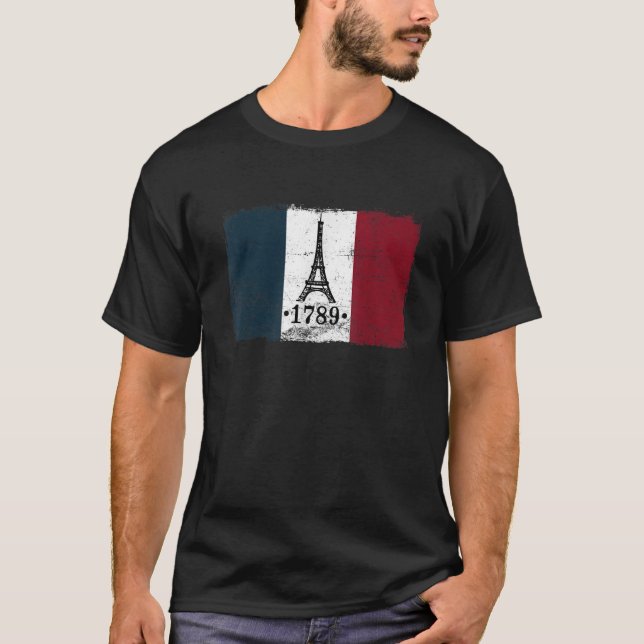 french flag vintage Bastille day 2019 paris 1789 f T-Shirt (Front)