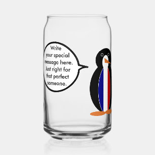 French Flag Wildlife Penguin personalise Gift Can Glass