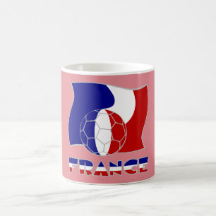 French Flag with Soccer Ball Pink Background  Coffee Mug