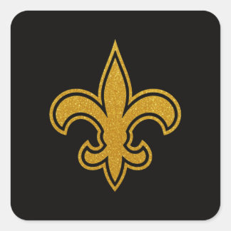 French Fleur De Lis Gold and Black Square Sticker