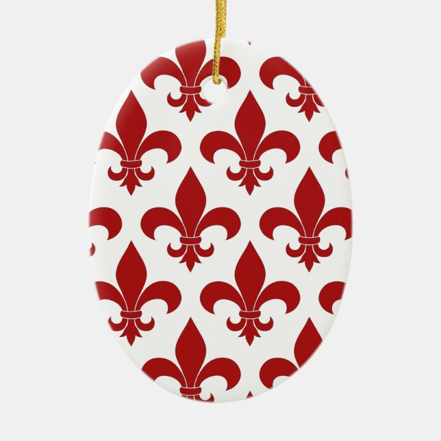 French Fleur de lis Pattern Classic Ceramic Ornament (Front)