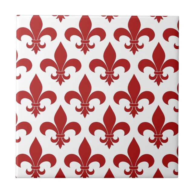 French Fleur de lis Pattern Classic Ceramic Tile (Front)