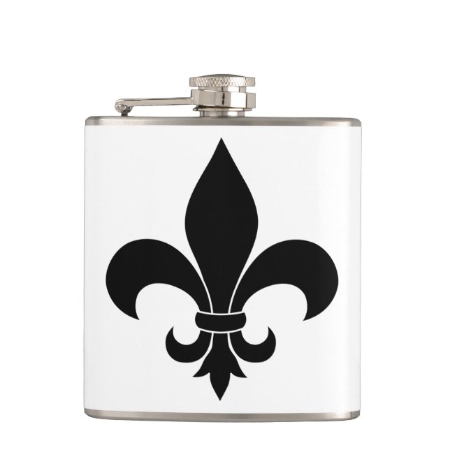 French Fleur de lis Pattern Classic Hip Flask (Front)