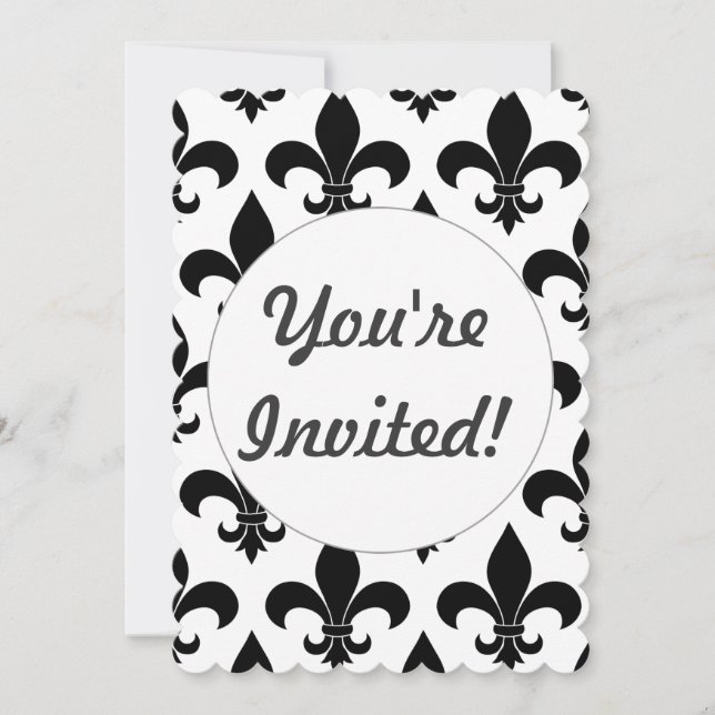 French Fleur de lis Pattern Classic Invitation (Front)