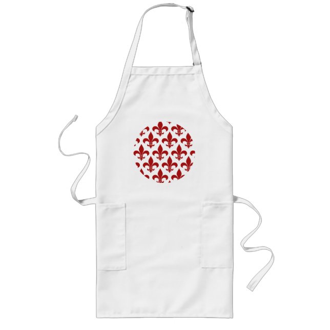 French Fleur de lis Pattern Classic Long Apron (Front)