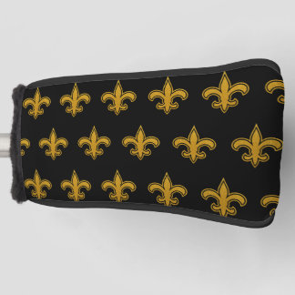 French Fleur De Lis Pattern Gold N black Putter Golf Head Cover