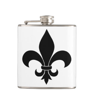 French Fleur de lis Pattern Hip Flask