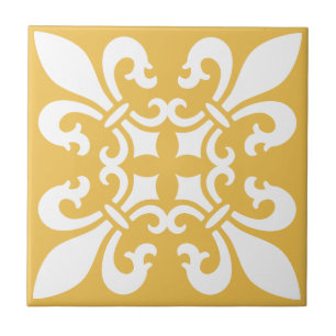 French Fleur de Lys Pattern Customisable Colour Tile