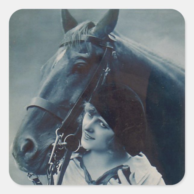 French Flirt - Glamour Girl and Her Horse Square Sticker (Front)