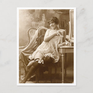 French Flirt - Vintage Pinup Postcard