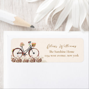 French Floral Bicycle Baby shower Return Address Label