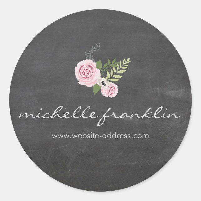 FRENCH FLORAL BOUQUET on CHALKBOARD Sticker (Front)