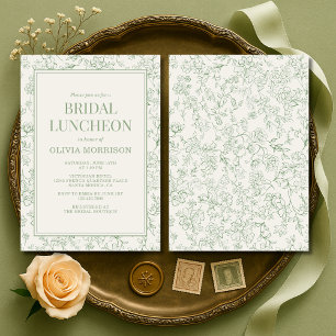 French Floral Bridal Luncheon Sage Green Ivory Invitation
