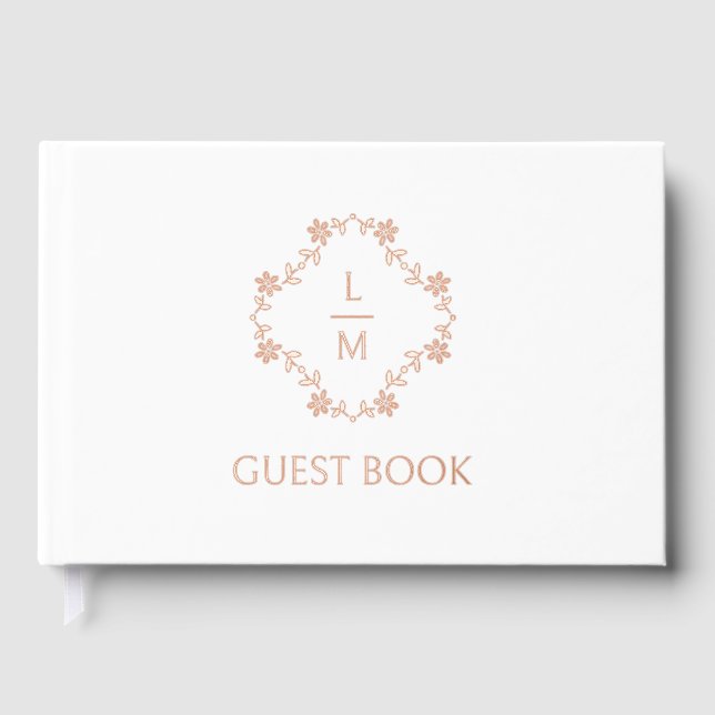 French Floral Couple Monogram Wedding  Guest Book (Front)