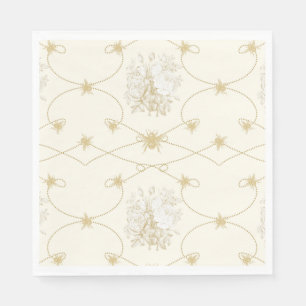 French Floral Elegant Bee Ivory Gold Shower Decor Napkin