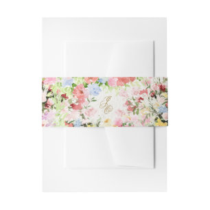 french floral garden chateau monogram wedding invitation belly band