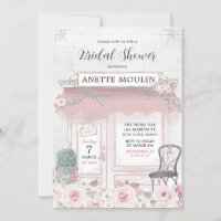 French Floral Paris Cafe Bridal Shower Invitation