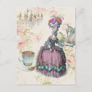 French floral Paris Tea Party Marie Antoinette Postcard