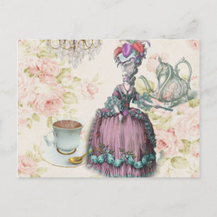 French floral Paris Tea Party Marie Antoinette Postcard