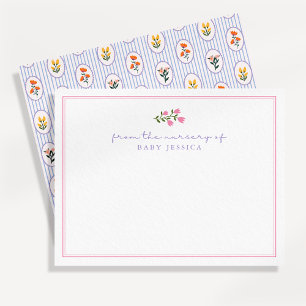 French, floral, pink / blue, from the nursery of, invitation
