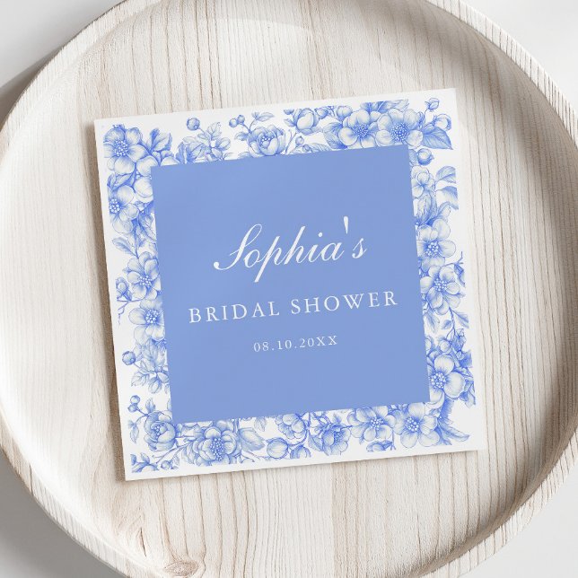 French Floral Something Blue Bridal Shower  Napkin (Creator Uploaded)