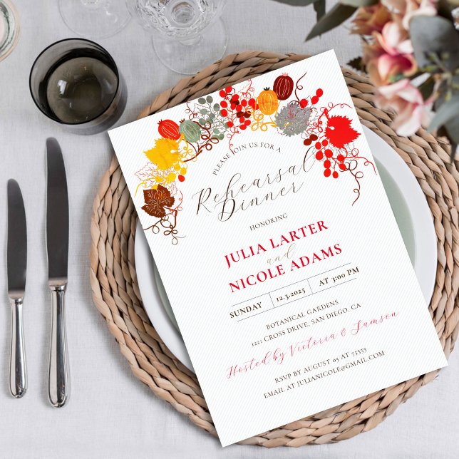 French Floral Sweet Berry Grapes Rehearsal Dinner Invitation (Creator Uploaded)