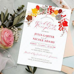French Floral Sweet Berry Grapes Wedding Reception Invitation