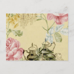 French floral Teacup Teapot Paris Tea Party Postcard
