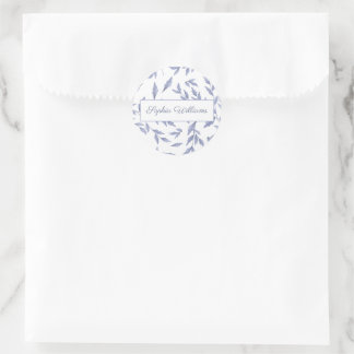 french floral toile blue product label sticker