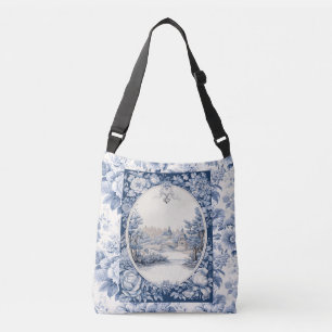French floral toile blue Tote