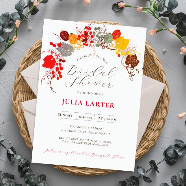 French Florals Sweet Berry Grapes Bridal Shower  Invitation (Creator Uploaded)