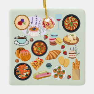 French Food Ceramic Ornament
