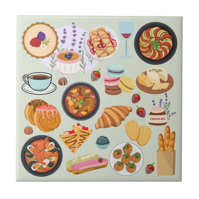 French Food Ceramic Tile (Front)