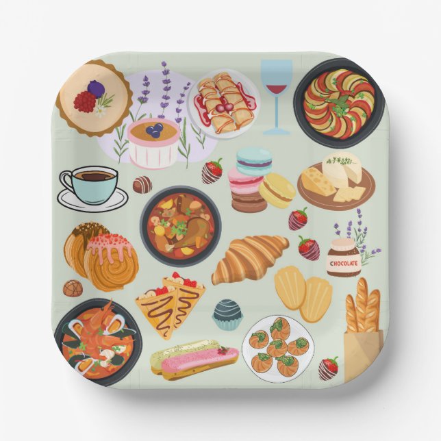 French Food Paper Plate (Front)