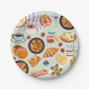 French Food Paper Plate