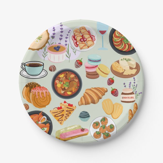 French Food Paper Plate (Front)