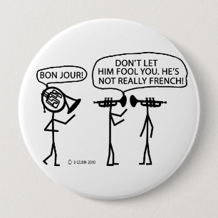 French French Horn 10 Cm Round Badge