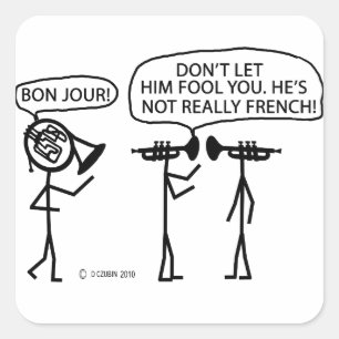 French French Horn Square Sticker