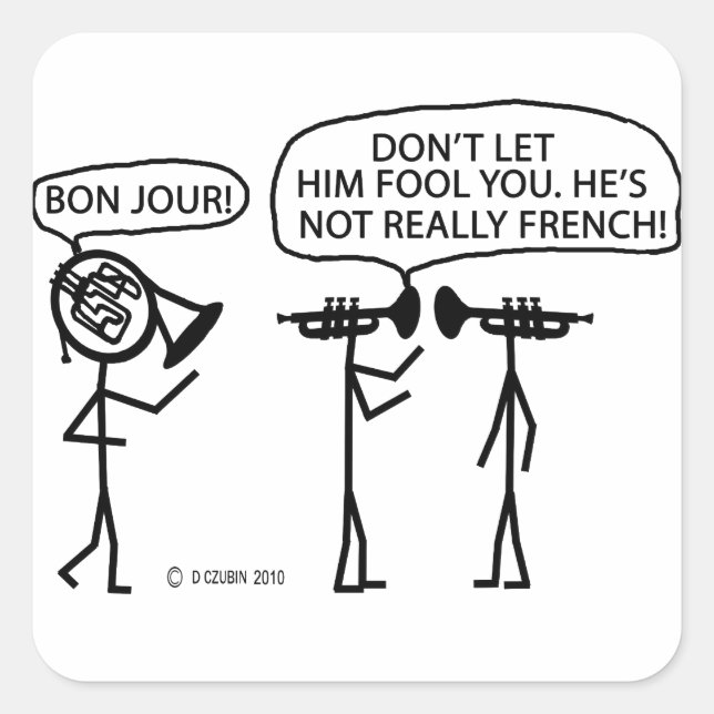 French French Horn Square Sticker (Front)